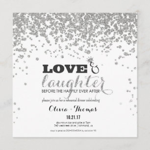 Kärlek och skratt Silver Glitter-replik Inbjudan