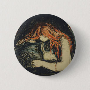 Kärlek och smärta (Vampyren) (av Edvard Munch) Knapp