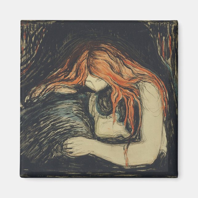 Kärlek och smärta (Vampyren) (av Edvard Munch) Magnet (Framsidan)