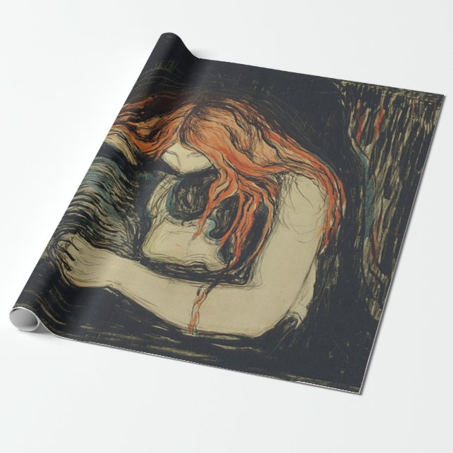 Kärlek och smärta (Vampyren) (av Edvard Munch) Presentpapper (Utrullad)