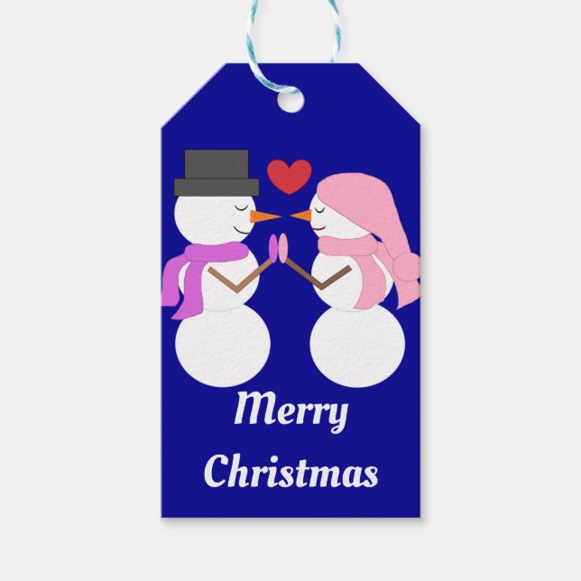 Kärlek och snöfolk: Mörk blått Presentetikett (Framsidan)