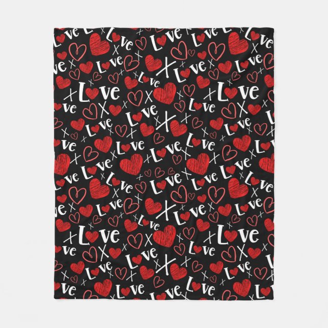 Kärlek och sömlöst mönster fleecefilt (Framsidan)