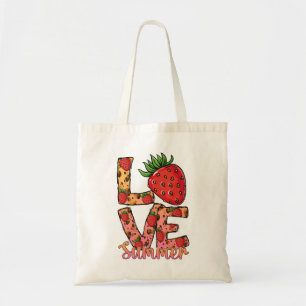 Kärlek och sommar Rosa & Brown Färsk jordgubbe Tygkasse
