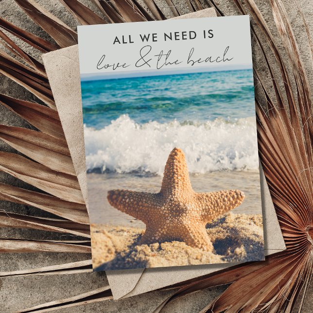 Kärlek och strand Bröllopsannonsering för flyktväd Inbjudningar (Skapare uppladdad)