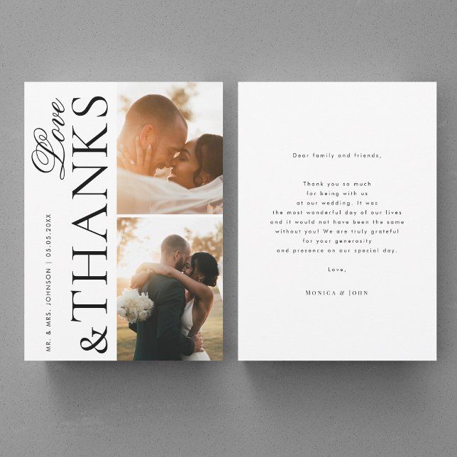 Kärlek och tack 2 Modern Foton Elegant bröllop Kort (Skapare uppladdad)