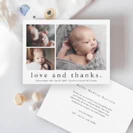 Kärlek och tack 3 Photo Baby Kort