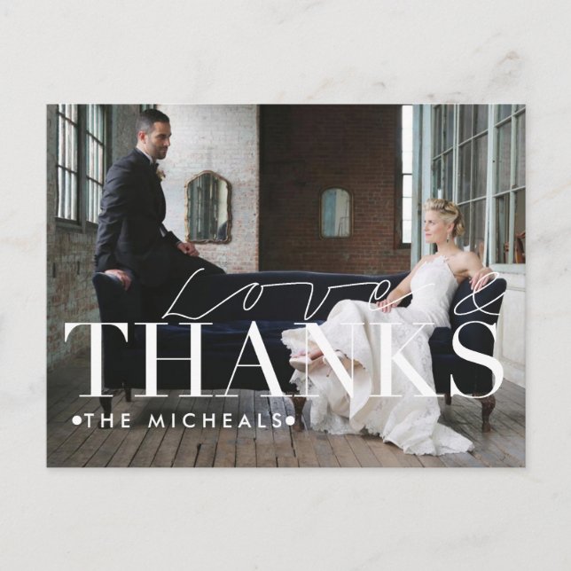 Kärlek och tack | Anpassat namn och foto-Tack Vykort (Framsida)