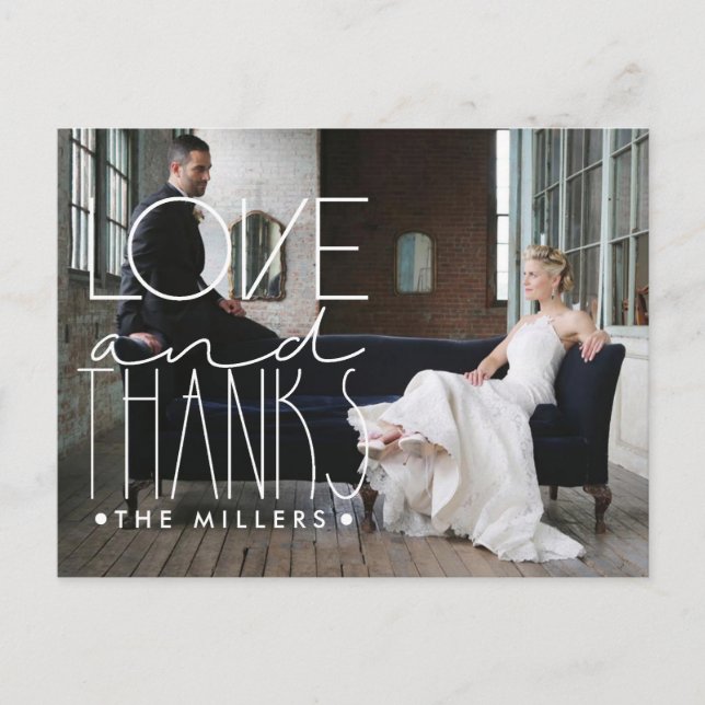 Kärlek och tack | Anpassat namn och foto-Tack Vykort (Framsida)