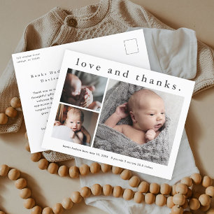 Kärlek och tack Baby Foto Födelse Tillkännagivande