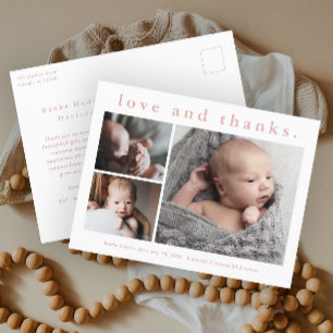Kärlek och tack Baby Foto Födelse Tillkännagivande