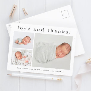 Kärlek och tack Baby Foto Födelse Tillkännagivande