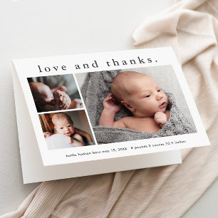 Kärlek och tack Baby Foto Födelse Tillkännagivande Kort