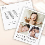 Kärlek och tack Baby Photo Birth-meddelandet Vykort<br><div class="desc">Uttrycklig tacksamhet i stil med det enkla Kärlek och tack för typografin Photo Grid Pojke tack som du vykort! Det här anpassadet har en ren design med en fotorutnätslayout och är en perfekt för att visa din lilla stund samtidigt som du tackar vänner och familj. Ett hjärtligt och modernt sätt...</div>