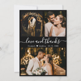 Kärlek och tack, Black and White Bröllop Tack Kort