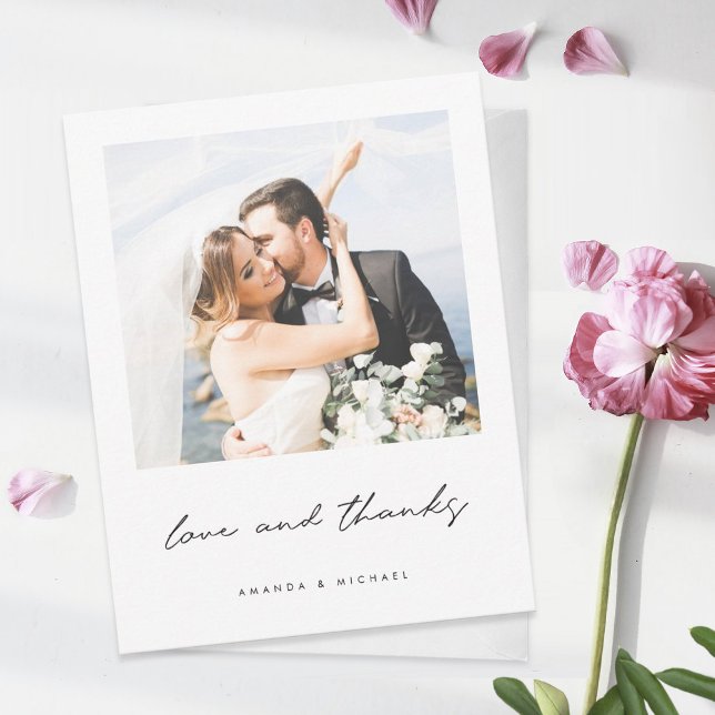 Kärlek och tack Black White Gräns Photo Bröllop (Skapare uppladdad)