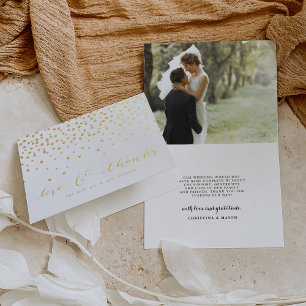 Kärlek och tack Bröllop Photo Gold Foil Tack Folierat Kort