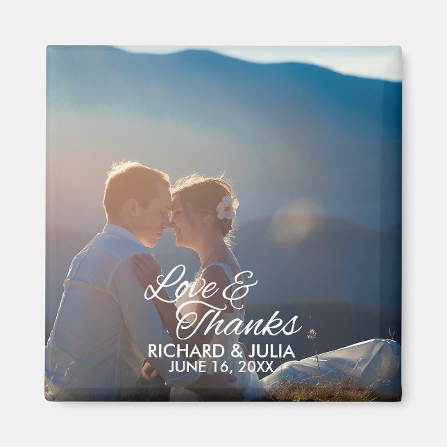 Kärlek och tack | Bröllop Photo Tack Favoriter Magnet (Framsidan)