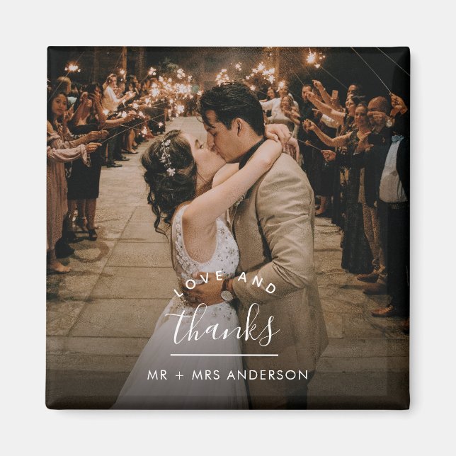 Kärlek och tack Bröllop Photo Tack Magnet (Framsidan)