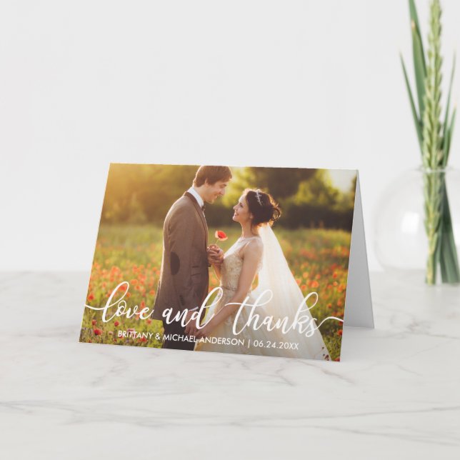 Kärlek och tack Bröllop Tack Photo Fold Kort (Framsida)
