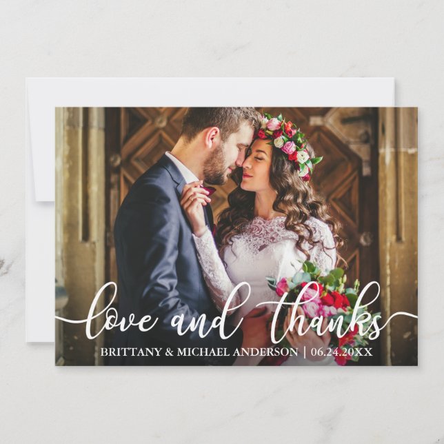 Kärlek och tack Bröllop Tack Photo Kort (Framsida)
