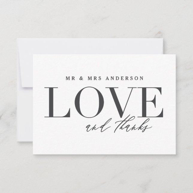 Kärlek och tack bröllop tack till tackkortet spara datumet (Framsida)