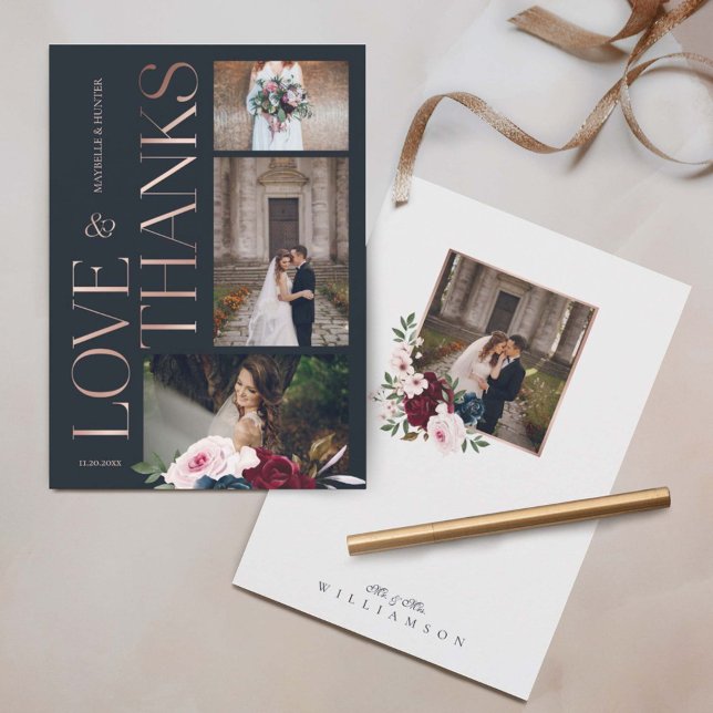 Kärlek och tack Burgundy-marinens Blommigtar Tre f (Skapare uppladdad)