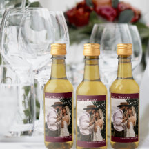 Kärlek och tack Burgundy Simple Bröllop Photo Mini