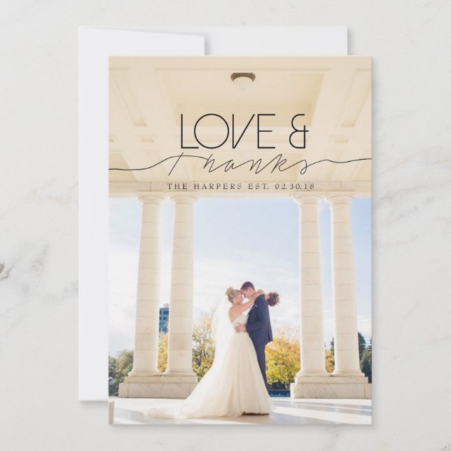 Kärlek och tack | Chic och formellt Tack Foto (Framsida)