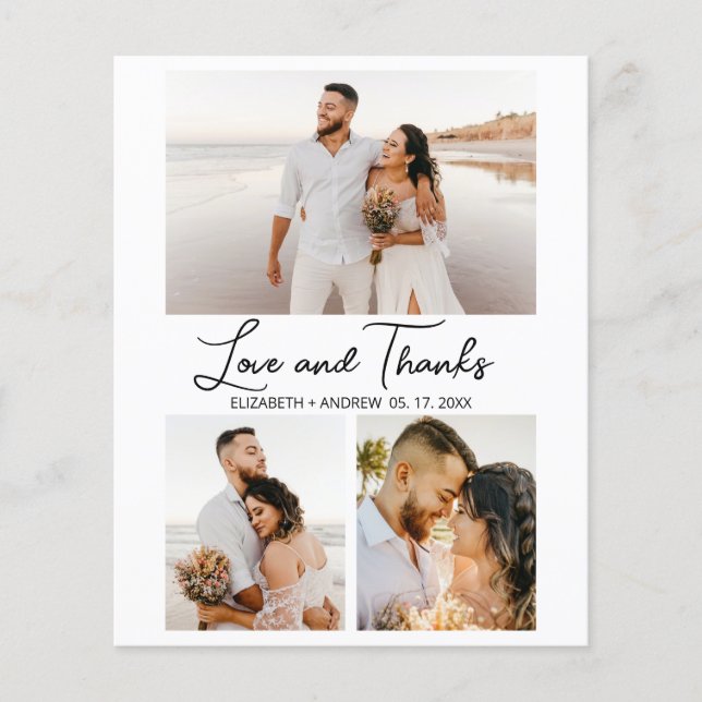 Kärlek och tack Collage Bröllop Tack Flyer (Framsidan)