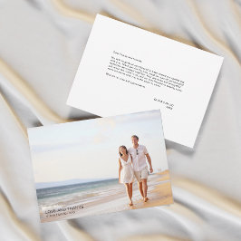 Kärlek och tack Enkel Modern Photo Bröllop Kort