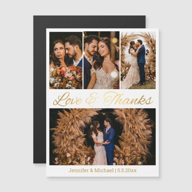 kärlek och tack för 4 foton som samlar ihop bröllo (Fram/baksida)