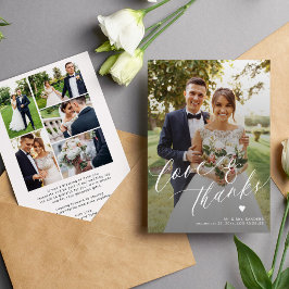 Kärlek och tack för 6 fotokollage bröllop kort