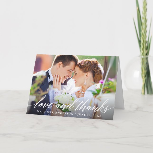 Kärlek och tack för den moderna kallgrafin Bröllop (Framsida)