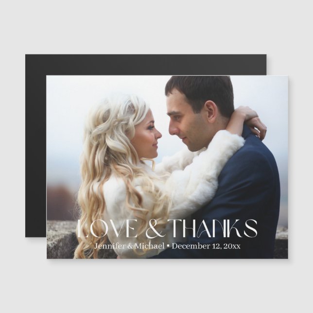 kärlek och tack för det moderna skriptfotot bröllo (Fram/baksida)