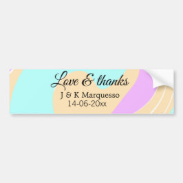 Kärlek och tack för färgade marmor bröllop namn bildekal