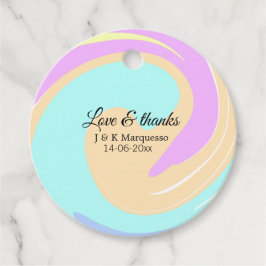 Kärlek och tack för färgade marmor bröllop namn gåvor etiketter