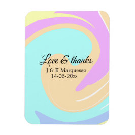 Kärlek och tack för färgade marmor bröllop namn magnet