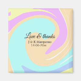 Kärlek och tack för färgade marmor bröllop namn magnet