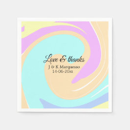Kärlek och tack för färgade marmor bröllop namn pappersservett