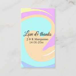 Kärlek och tack för färgade marmor bröllop namn visitkort