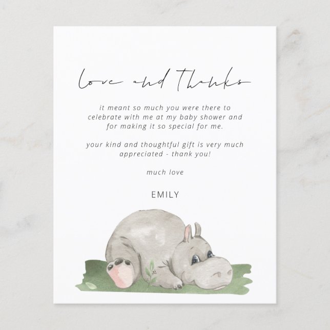 Kärlek och tack för handboken för Hippo Baby Showe (Framsida)