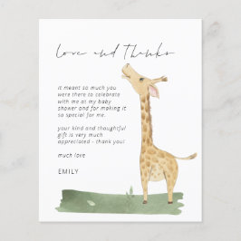 Kärlek och tack för handskript Giraffe Baby Shower