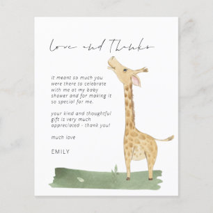 Kärlek och tack för handskript Giraffe Baby Shower