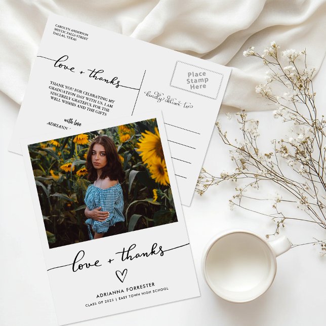 Kärlek och tack för handskrivet Cute Heart Student Vykort (Skapare uppladdad)