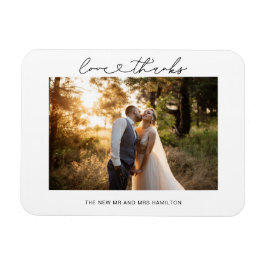Kärlek och tack för Heart-skript Bröllop Photo Magnet