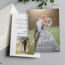 Kärlek och tack för två fotoskript i eleganten brö kort