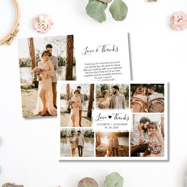 Kärlek och tack Heart Bröllop 6 Photo Collage (Skapare uppladdad)