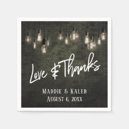 Kärlek och tack Industribrickor med Edison Ljus Pappersservett