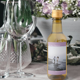 Kärlek och tack Lavender Simple Bröllop Photo Mini Vinetikett