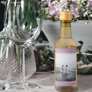 Kärlek och tack Lavender Simple Bröllop Photo Mini Vinetikett